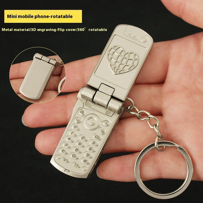 Mini Mobile Phone Flip Rotating Keychain