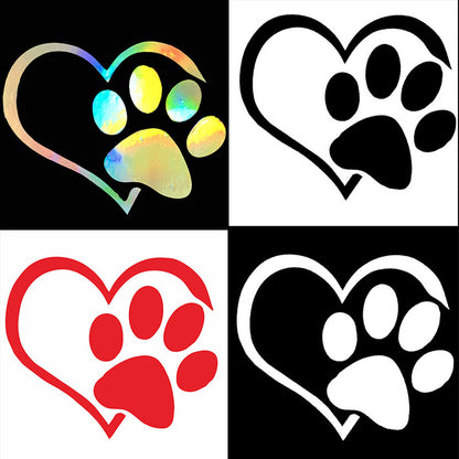 Heart Paw Vinyl Decal for Cars - Reflective Dog Print