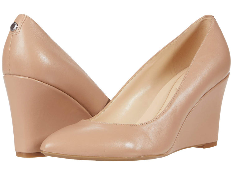 Nine West® Cal9X9 Wedges for Women – Leather Upper – Man-Made Lining and Outsole – Slip-On Natural 11.5 M