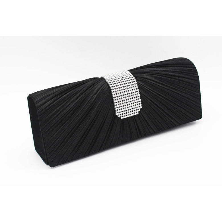 Black Satin Silk Evening Clutch Purse for Women