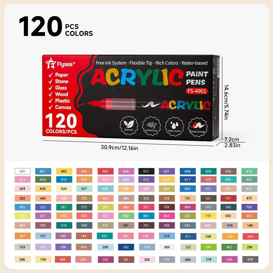 Direct-Ink Acrylic Marker Set, 120 Colors