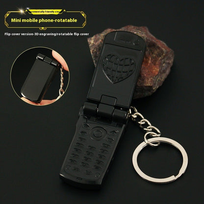 Mini Mobile Phone Flip Rotating Keychain