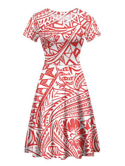 Custom Print Pleated Midi Skirt Set for Women
