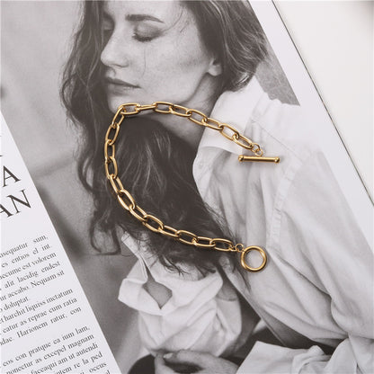 Chunky Chain OT Clasp Bracelet for Women - Retro Style