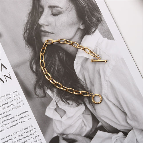 Chunky Chain OT Clasp Bracelet for Women - Retro Style
