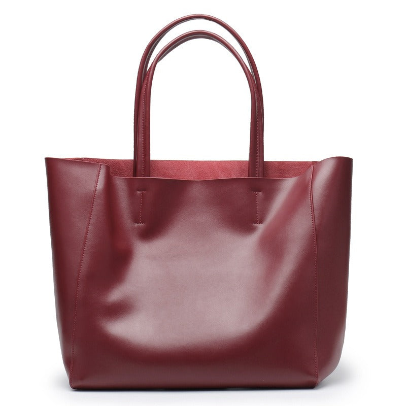 Large Capacity Leather Commuter Tote Bag
