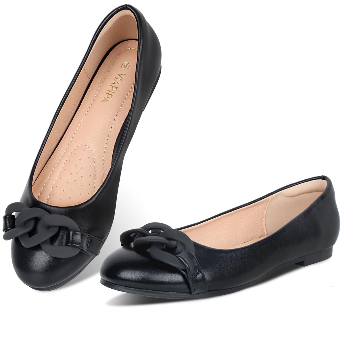 Viapipa Womens Flats Shoes Round Toe Ballet Flats Dress Shoes Women Flat Shoes Comfortable PU Leather Slip on Shoes for Women Ballerina Walking Flats Shoes