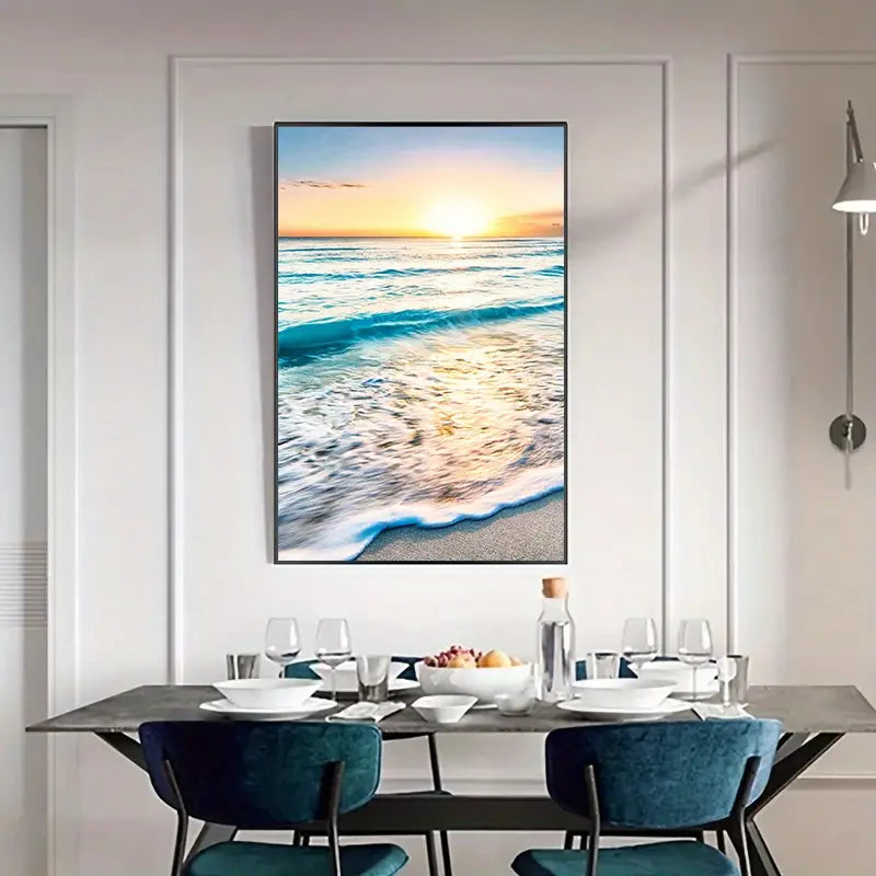 3pcs Modern Wave Beach Sunset Canvas Wall Art (15.7"x23.6")