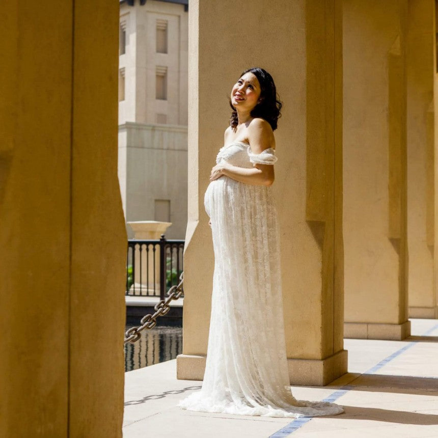 Maternity Photography Props Lace Wedding Dress Gown