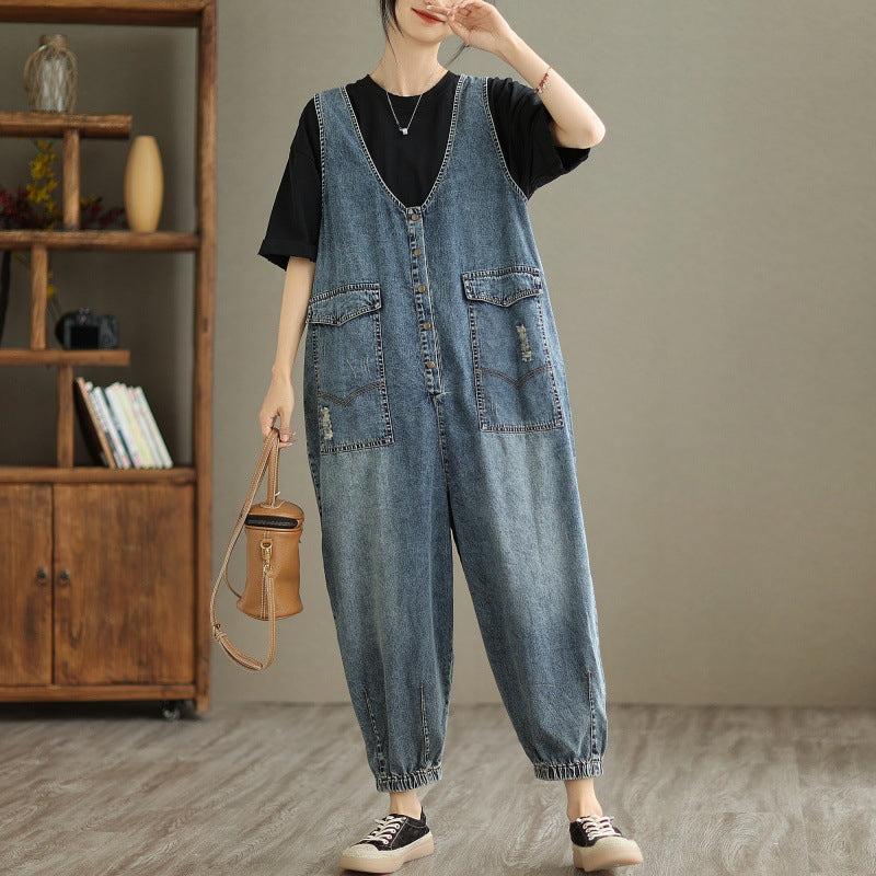 Denim Tank Top Jumpsuit for Women