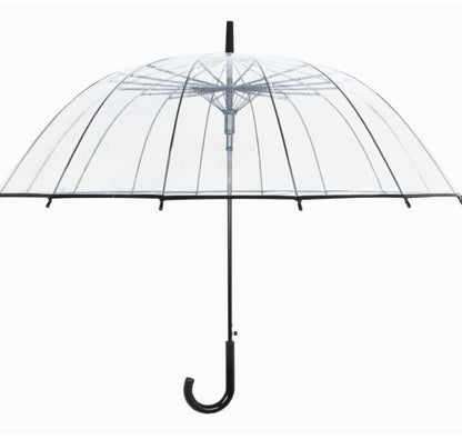 16 Rib Transparent Long Handle Umbrella