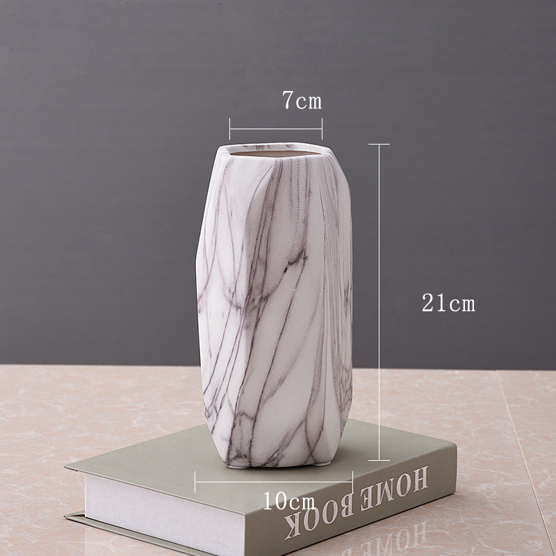 Geometric Stone Pattern Ceramic Flower Vase Decor