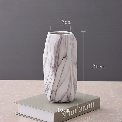 Geometric Stone Pattern Ceramic Flower Vase Decor