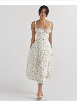 Parisian Dress - Waist Shaping Floral Maxi Dress (One Piece)