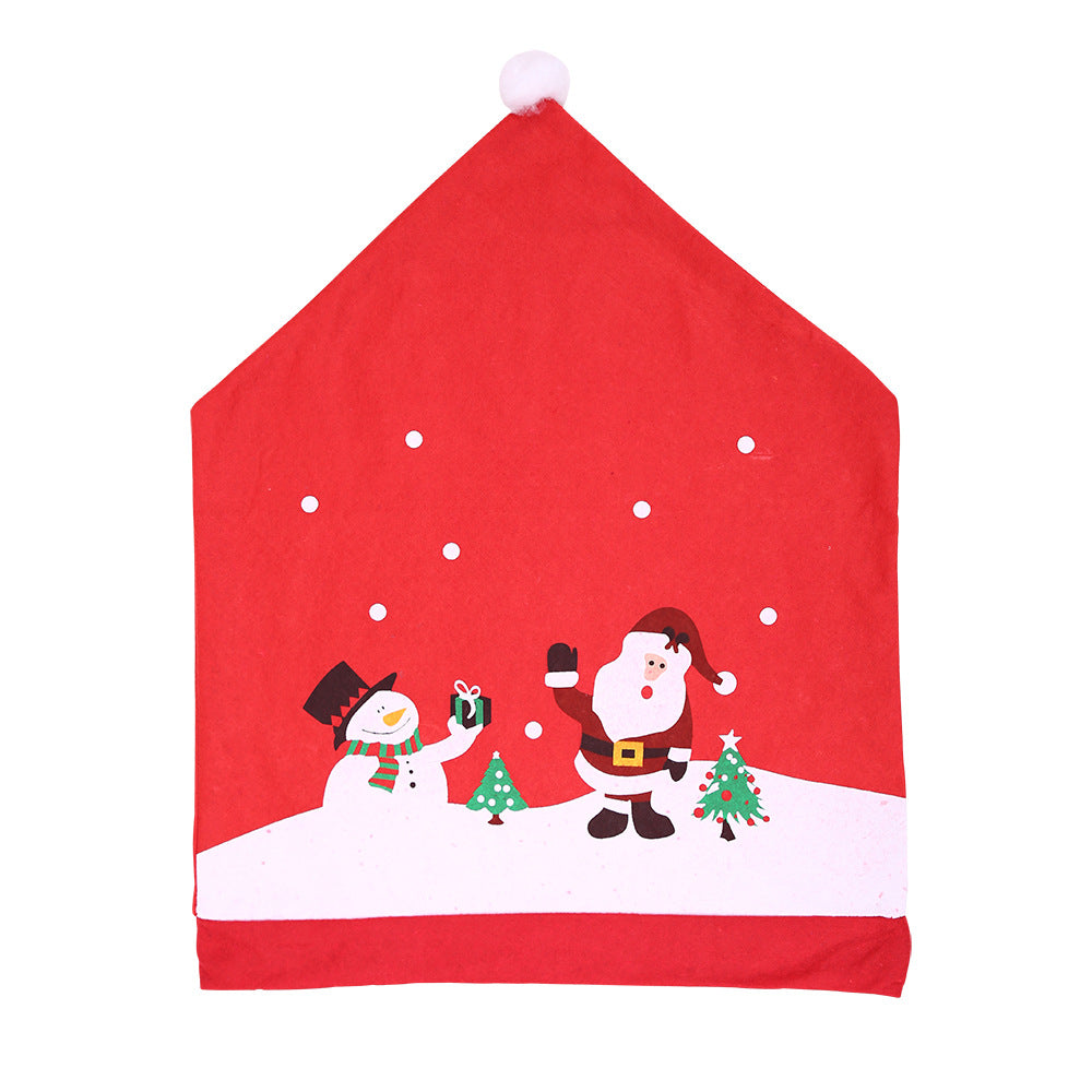 Christmas Non-Woven Fabric Chair Covers with Snowman Design