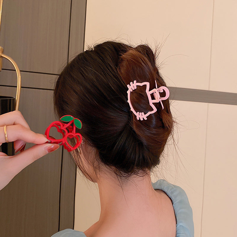 Cartoon Cute Bear Hair Clip with Cherry and Shark Design