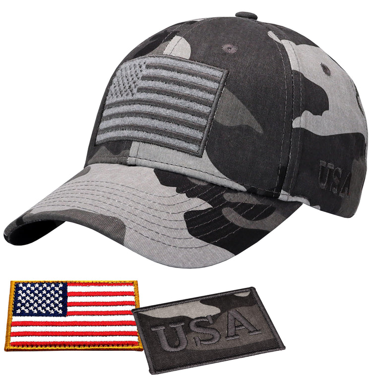 Antourage American Flag Unisex Baseball Ballcap for Men and Women Hat USA Cap + 2 Patriotic Patches