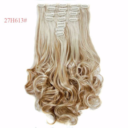 18-Piece Long Wavy Hair Extensions for Women