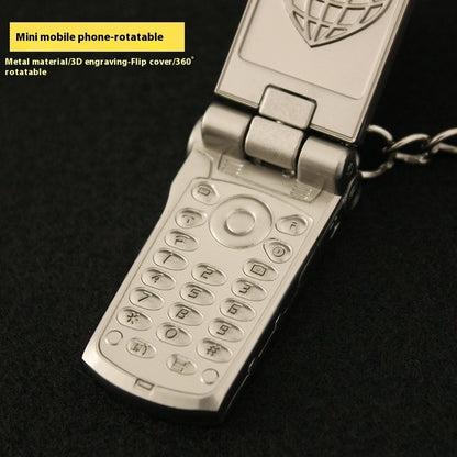 Mini Mobile Phone Flip Rotating Keychain