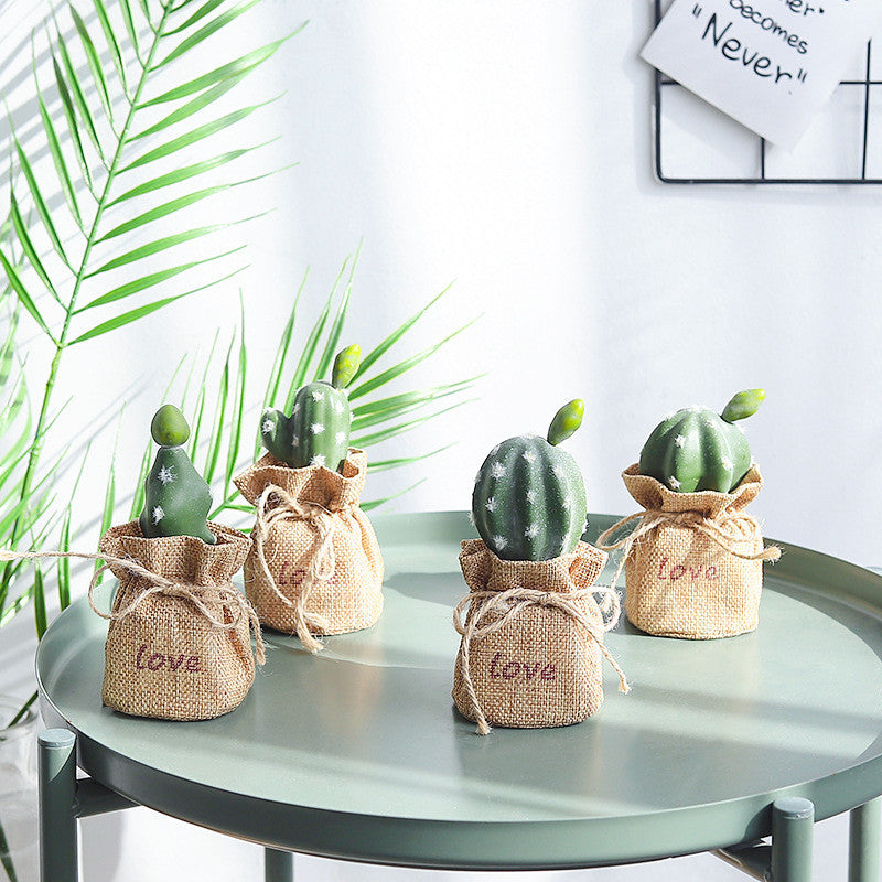 Mini Cactus Potted Plant - Artificial Desk Decoration