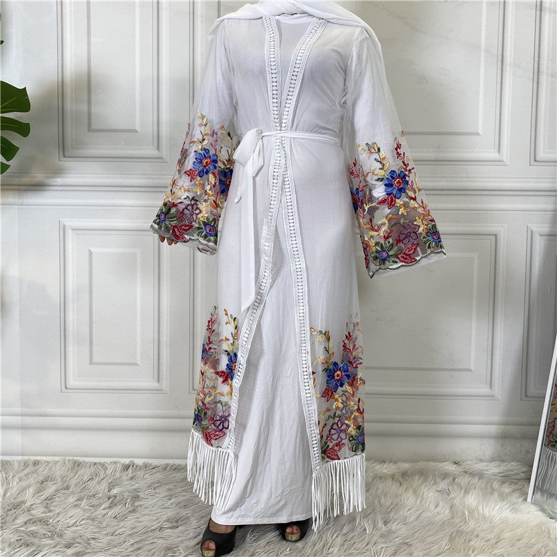 Embroidered Mesh Gown for Women Cardigan