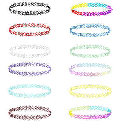 Handmade Woven Fishing Line Tattoo Choker Necklace Set