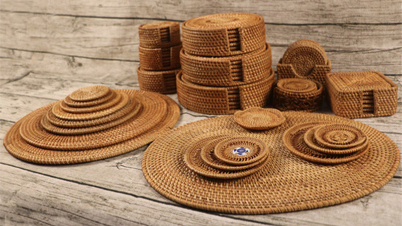 Rattan Placemats Set - 6 Pieces (One Set)
