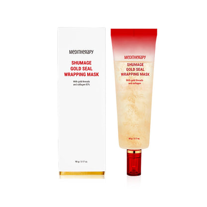 Shumage Gold Seal Wrapping Mask - Collagen Peel Off Face Mask for Glass Skin - Overnight Mask with Gold Threads for Hydrating and Tightening - Long-lasting Elasticity and Radiant Glow - 3.17 oz.