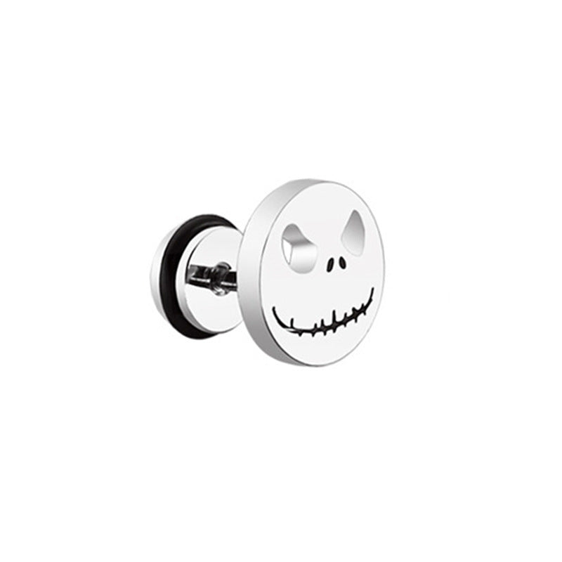 Titanium Steel Skull Stud Earrings for Men