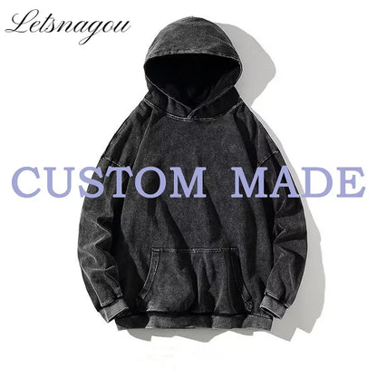 Customizable Retro Washed Cotton Oversized Hoodies