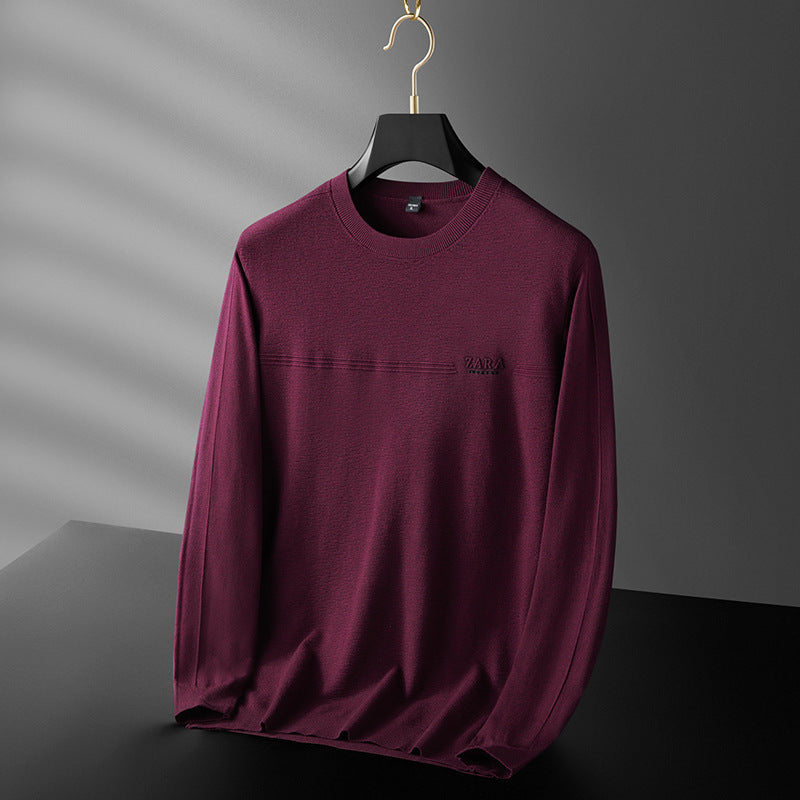 Men's Plus Size Round Neck Long Sleeve Knitted Sweater