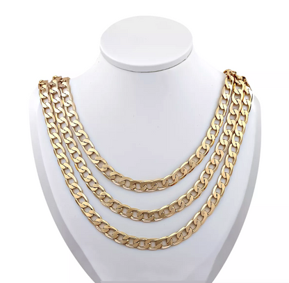 Stainless Steel Gold Silver Chain Cuban Curb Womens Mens Necklace 3/5/7/9/11mm
