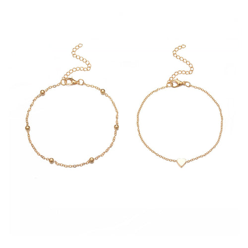Double Layer Heart Anklet for Beach Vacation Style