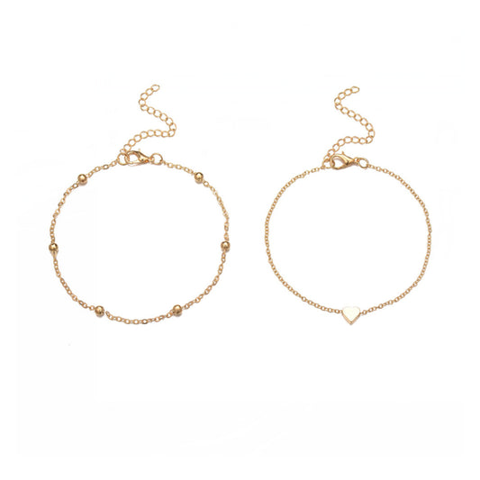 Double Layer Heart Anklet for Beach Vacation Style