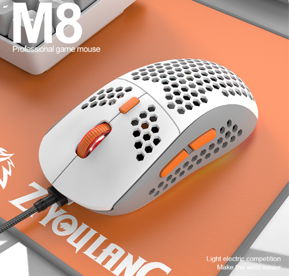 M8 LED Gaming Mouse with Ergonomic Honeycomb Design