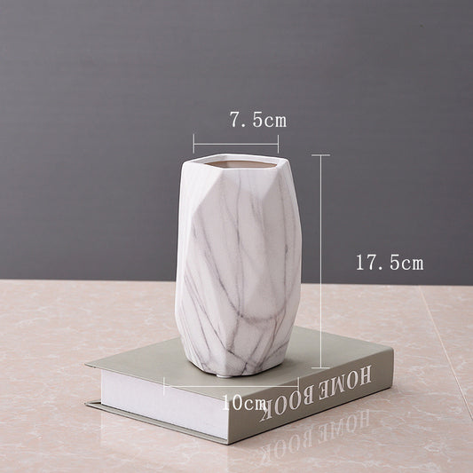 Geometric Stone Pattern Ceramic Flower Vase Decor