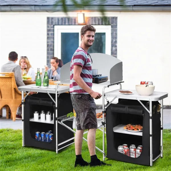 Foldable Camping Kitchen with Windshield Pockets