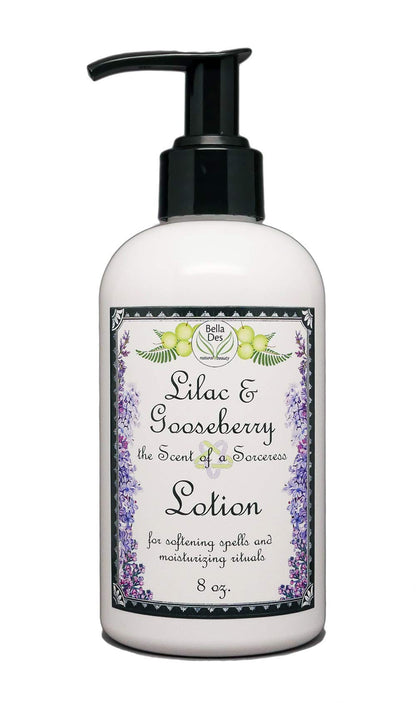 Lilac and Gooseberry Moisturizing Body Lotion 8 ounces Yennefer Scent of a Sorceress with Organic Extracts Natural Oils Hydration for Dry Skin by Bella Des Natural Beauty