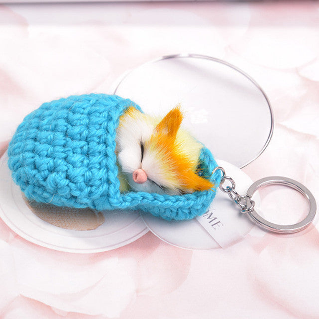Autumn Winter Little Mouse Hairball Keyring Pendant