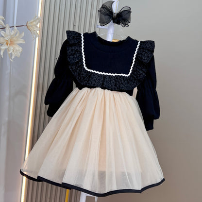 Floral Embroidered Lace Princess Dress for Girls