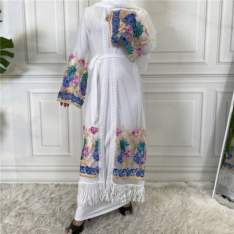 Embroidered Mesh Gown for Women Cardigan