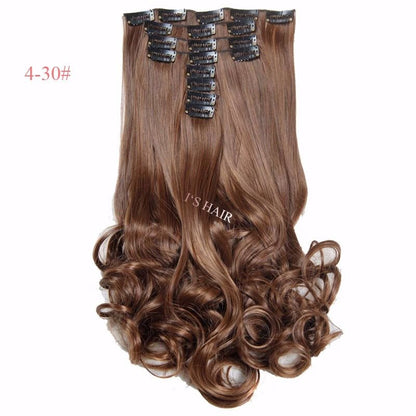 18-Piece Long Wavy Hair Extensions for Women
