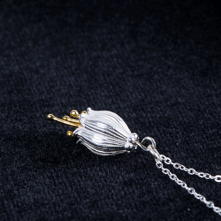 S925 Silver Flower Pendant Vintage Style Necklace