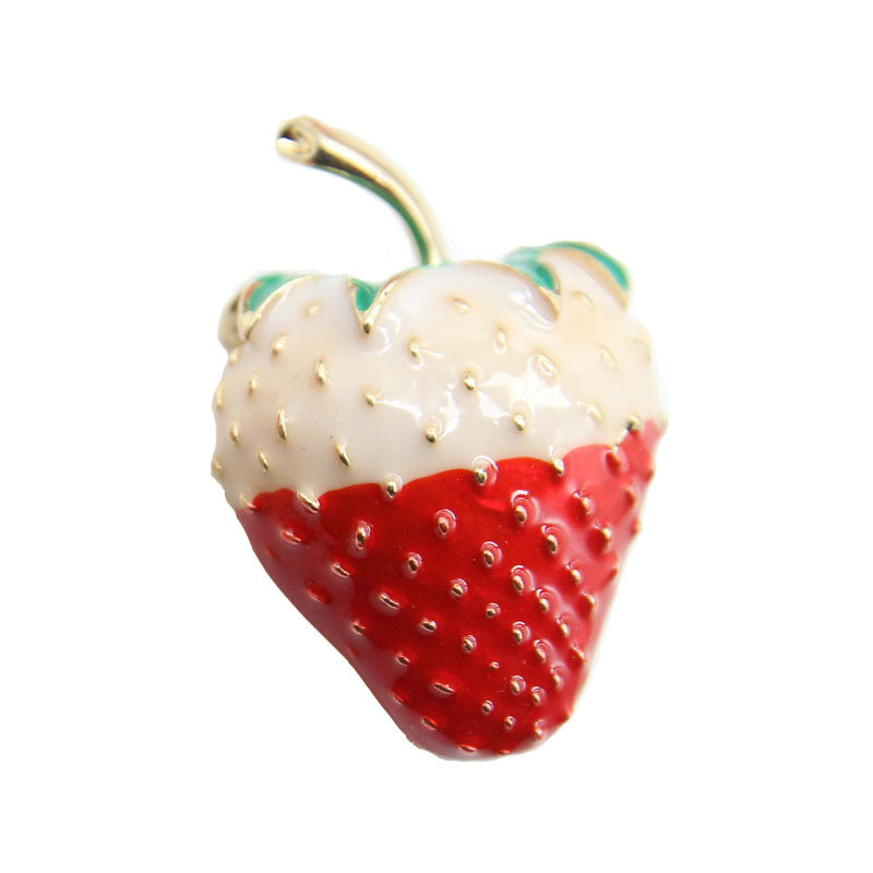 Strawberry Enamel Brooch - Cartoon Fruit Design