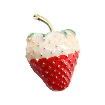 Strawberry Enamel Brooch - Cartoon Fruit Design