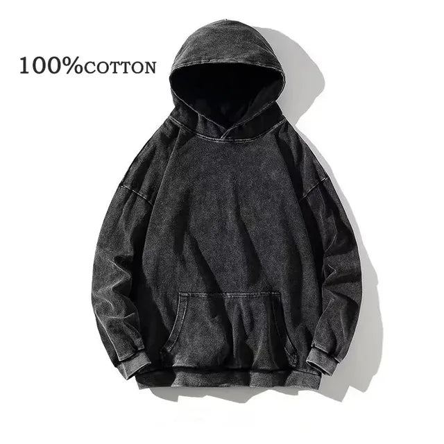 Customizable Retro Washed Cotton Oversized Hoodies