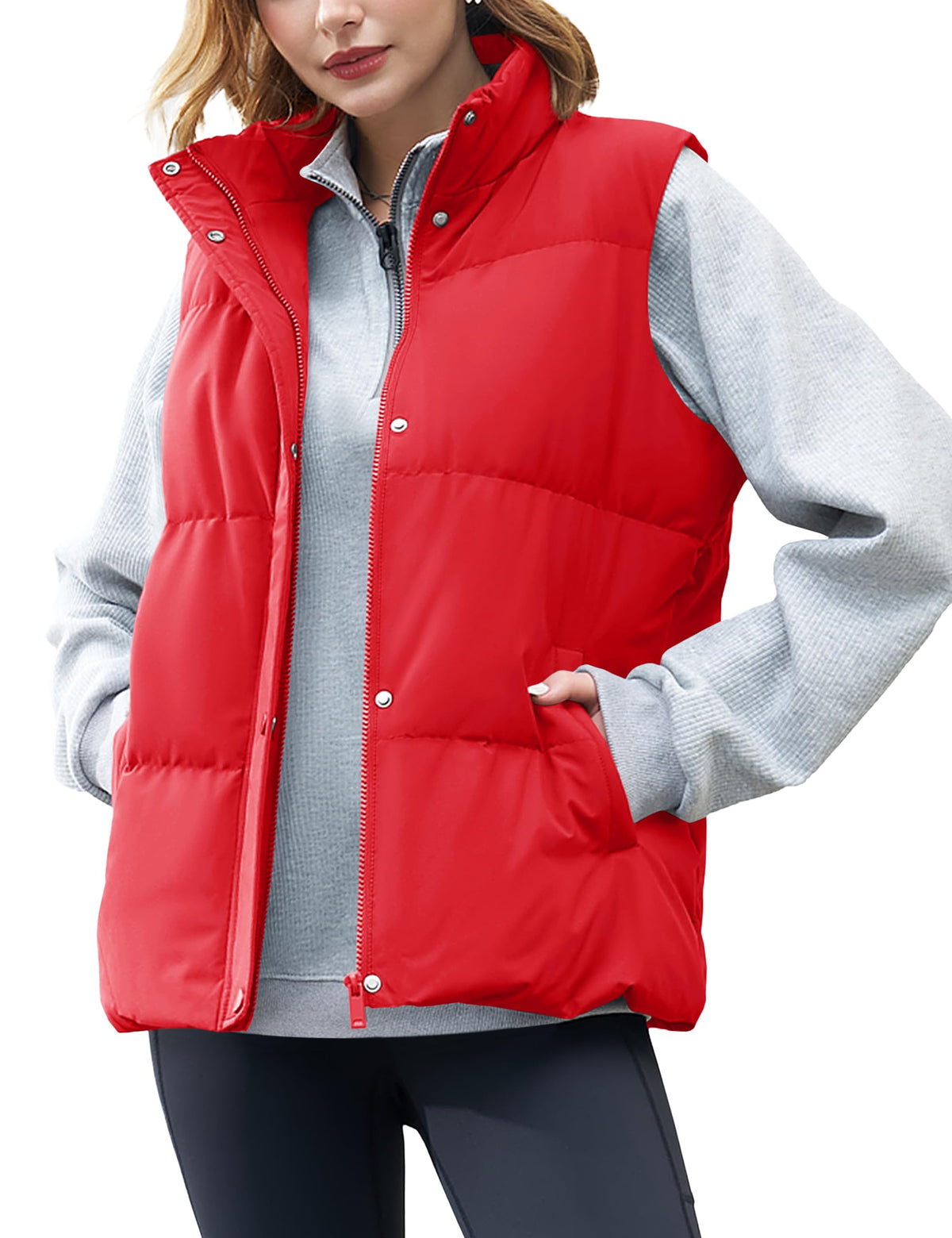 YUCOLEN Red Puffer Vest Women Down Vests for Women Womens Vest Ladies Vests Vest Tops for Women Trendy Crop Vest Red Puffer Vest XL