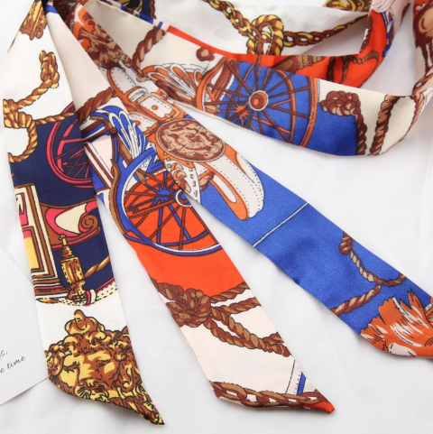 Silk Scarf for Women - Brand Scarf and Bag Ribbon