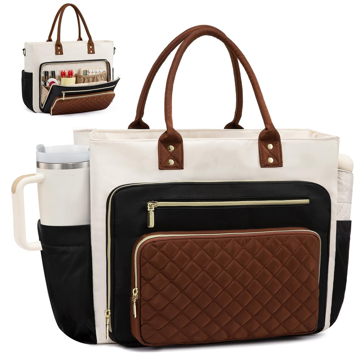 Women's Work and Travel Tote with Large Cup Holder