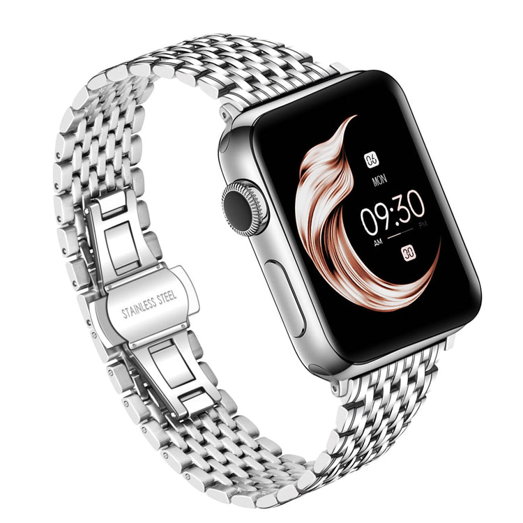 ABNUSR Stainles Steel Silver Watch Bands for Apple Watch Series 10 9 8 7 6 5 4 3 2 1 SE Ultra Watch Strap fits 42mm/44mm/45mm/49mm Men Women Watch Bands